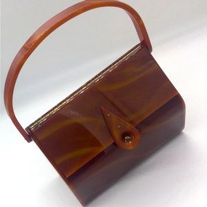 Wilardy Butterscotch Lucite Bag, Teardrop Clasp